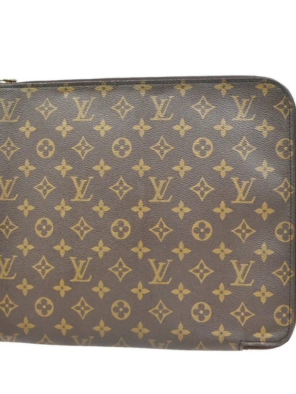 LOUIS VUITTON Poche Documents Clutch Bag Monogram Leather Brown France 87KD924